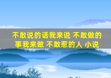 不敢说的话我来说 不敢做的事我来做 不敢惹的人 小说